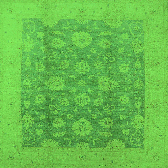 Square Machine Washable Oriental Green Traditional Area Rugs, wshurb489grn