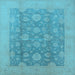 Square Machine Washable Oriental Light Blue Traditional Rug, wshurb489lblu