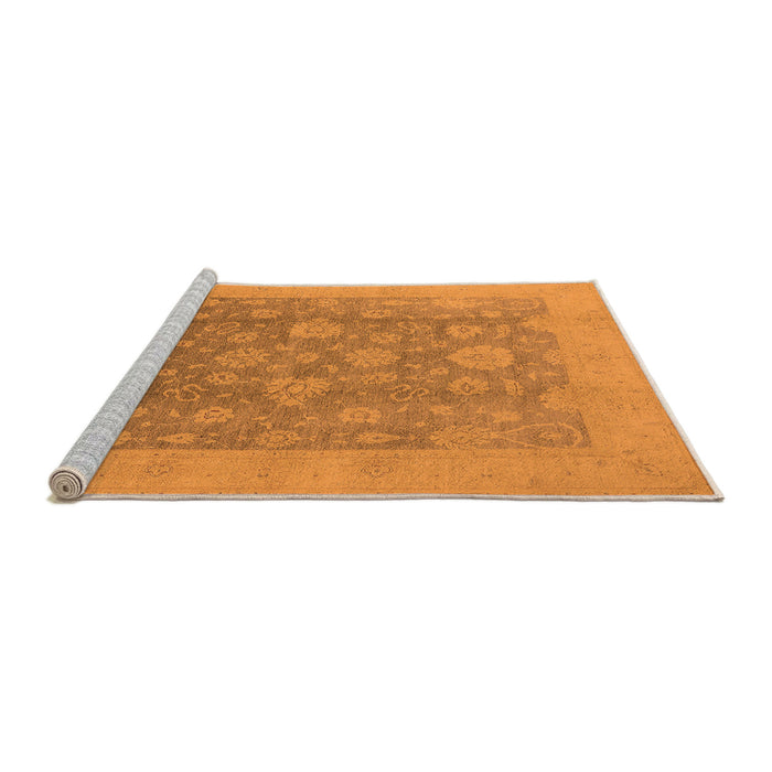 Sideview of Machine Washable Oriental Orange Traditional Area Rugs, wshurb489org