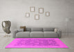 Machine Washable Oriental Pink Traditional Rug in a Living Room, wshurb489pnk