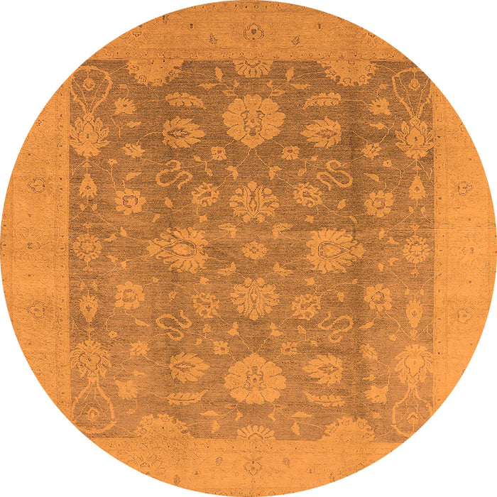 Round Oriental Orange Traditional Rug, urb489org