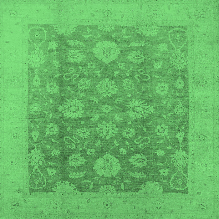 Square Oriental Emerald Green Traditional Rug, urb489emgrn