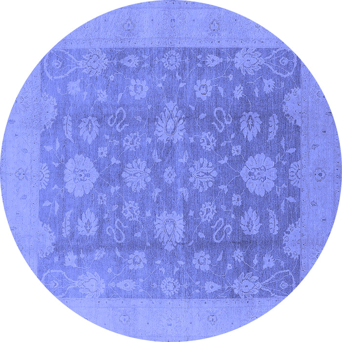 Round Oriental Blue Traditional Rug, urb489blu