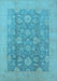 Machine Washable Oriental Light Blue Traditional Rug, wshurb489lblu