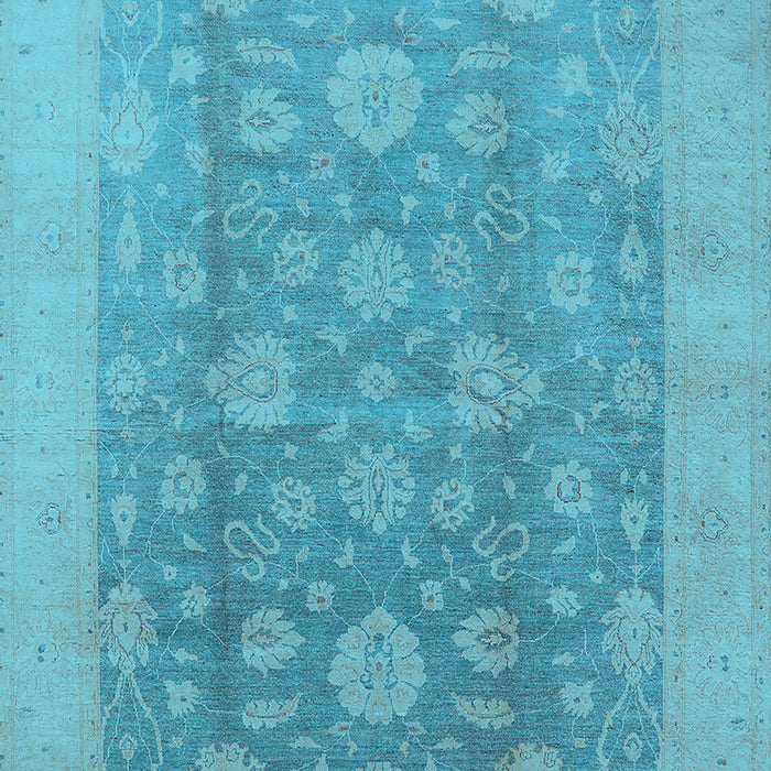 Machine Washable Oriental Light Blue Traditional Rug, wshurb489lblu