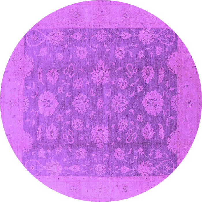 Round Oriental Purple Traditional Rug, urb489pur