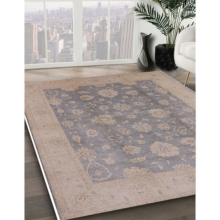 Mid-Century Modern Rose Purple Oriental Rug in Family Room, urb489