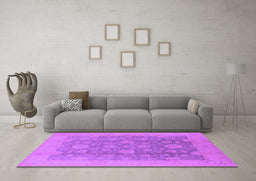Machine Washable Oriental Purple Traditional Area Rugs in a Living Room, wshurb489pur