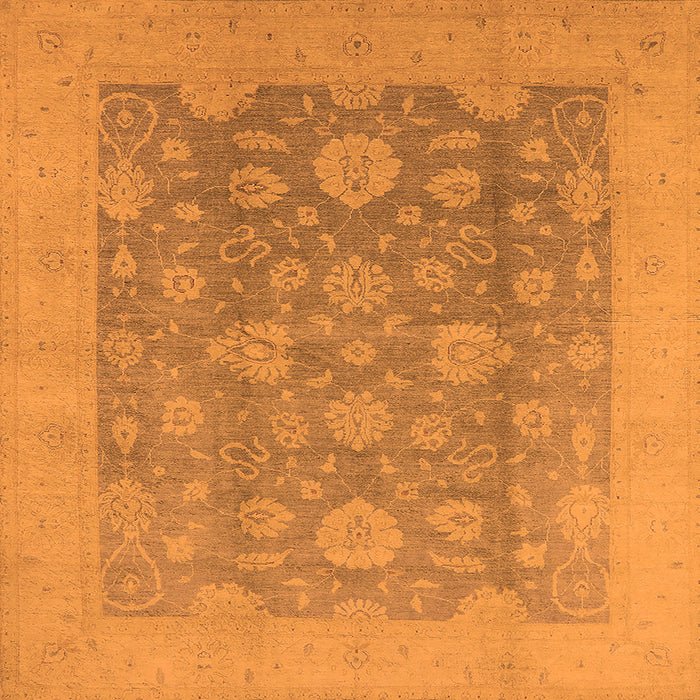 Square Machine Washable Oriental Orange Traditional Area Rugs, wshurb489org