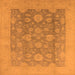 Square Machine Washable Oriental Orange Traditional Area Rugs, wshurb489org