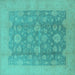 Square Oriental Turquoise Traditional Rug, urb489turq