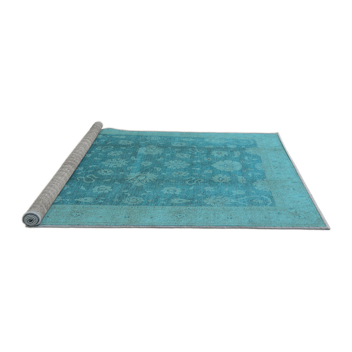 Sideview of Machine Washable Oriental Light Blue Traditional Rug, wshurb489lblu