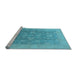 Sideview of Machine Washable Oriental Light Blue Traditional Rug, wshurb489lblu