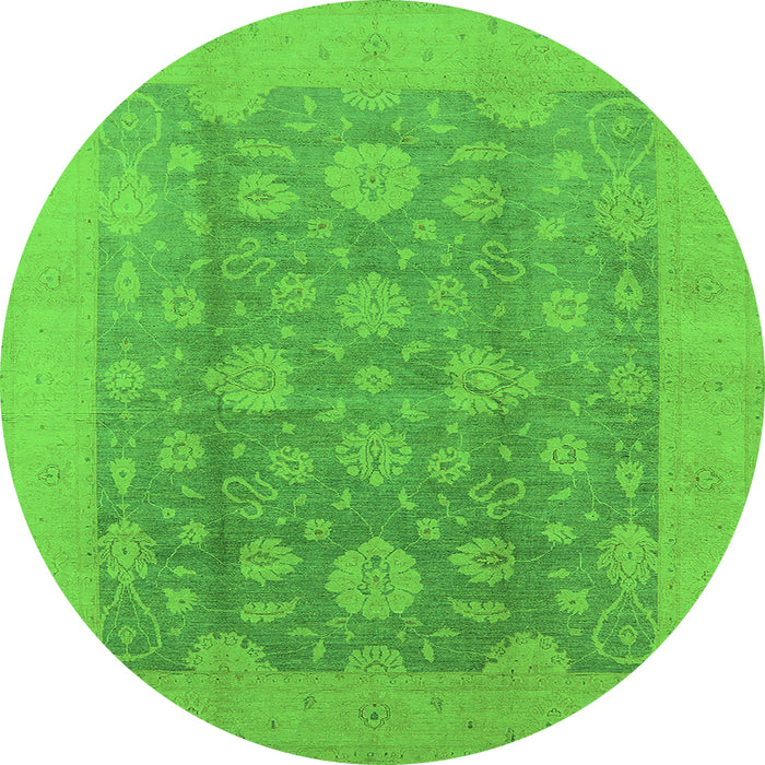 Round Oriental Green Traditional Rug, urb489grn