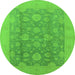 Round Oriental Green Traditional Rug, urb489grn