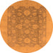 Round Machine Washable Oriental Orange Traditional Area Rugs, wshurb489org