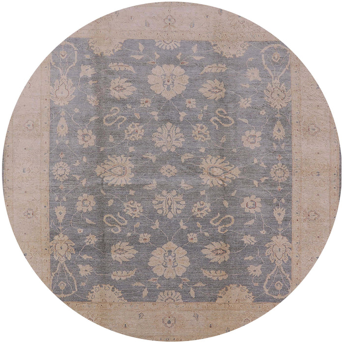 Round Mid-Century Modern Rose Purple Oriental Rug, urb489