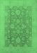 Machine Washable Oriental Emerald Green Traditional Area Rugs, wshurb489emgrn