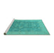 Sideview of Machine Washable Oriental Turquoise Traditional Area Rugs, wshurb489turq