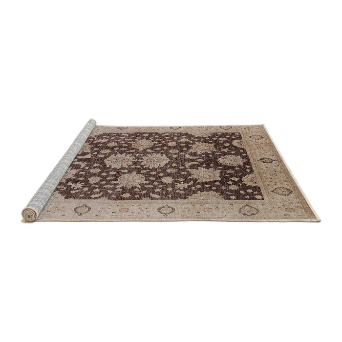 Sideview of Machine Washable Industrial Modern Chestnut Brown Rug, wshurb490