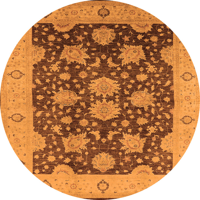 Round Oriental Orange Traditional Rug, urb490org