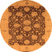 Round Oriental Orange Traditional Rug, urb490org