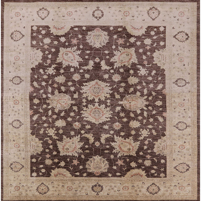 Square Mid-Century Modern Chestnut Brown Oriental Rug, urb490
