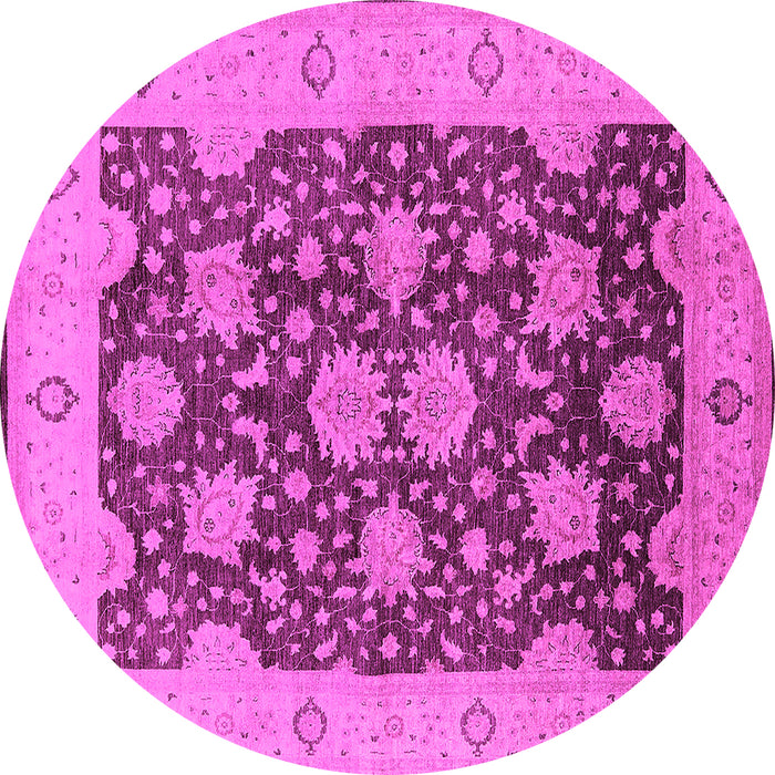 Round Machine Washable Oriental Pink Traditional Rug, wshurb490pnk