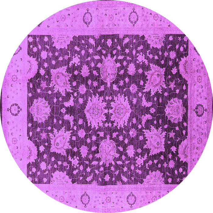 Round Oriental Purple Traditional Rug, urb490pur