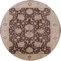 Round Machine Washable Industrial Modern Chestnut Brown Rug, wshurb490