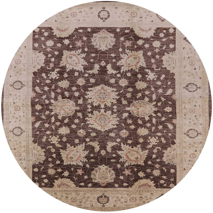 Round Machine Washable Industrial Modern Chestnut Brown Rug, wshurb490