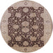 Round Machine Washable Industrial Modern Chestnut Brown Rug, wshurb490