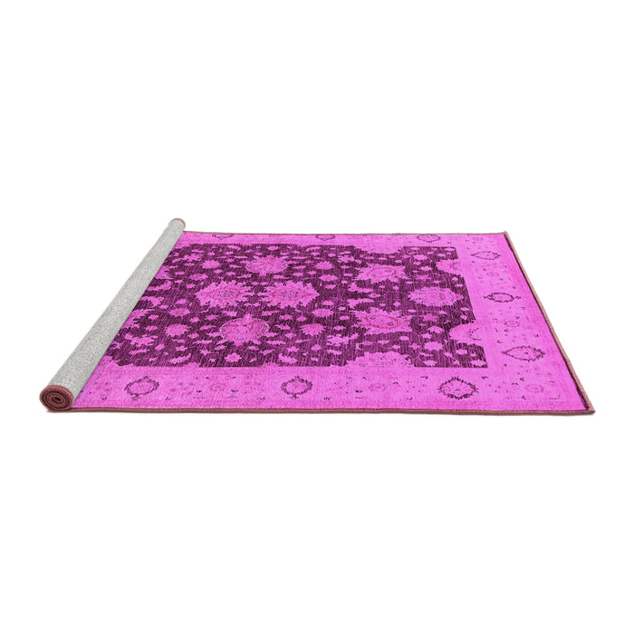 Sideview of Machine Washable Oriental Pink Traditional Rug, wshurb490pnk