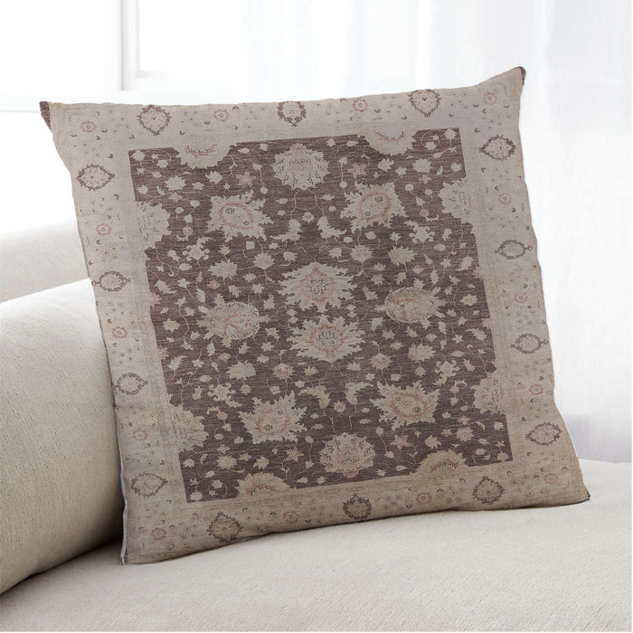 Lifestyle Image of Mid-Century Modern Urban Square Chestnut Brown Throw Pillow, 18 inch by 18 inch, pwurb490