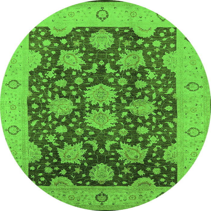Round Oriental Green Traditional Rug, urb490grn