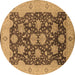 Round Oriental Brown Traditional Rug, urb490brn