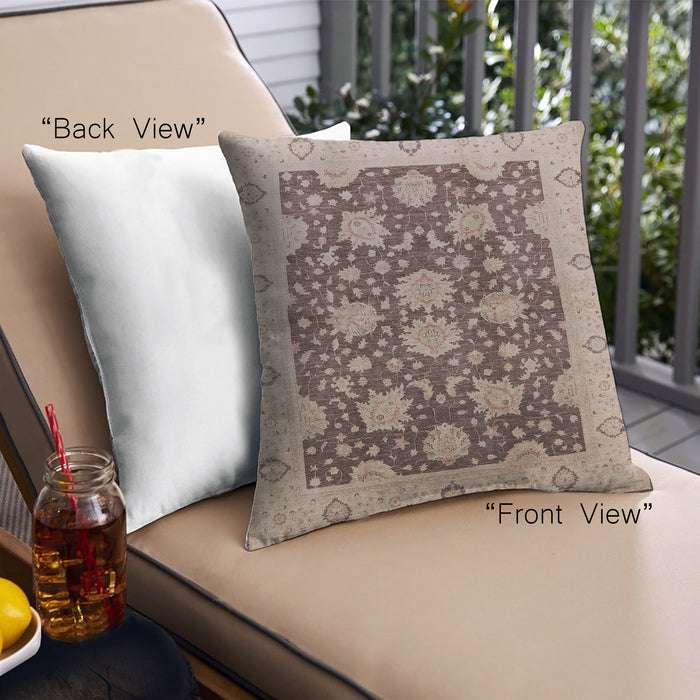 Front View of Mid-Century Modern Urban Square Chestnut Brown Throw Pillow, 18 inch by 18 inch, pwurb490