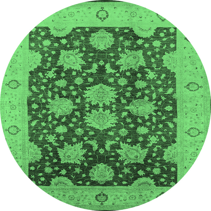 Round Oriental Emerald Green Traditional Rug, urb490emgrn