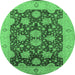 Round Oriental Emerald Green Traditional Rug, urb490emgrn