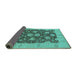 Sideview of Oriental Turquoise Traditional Rug, urb490turq