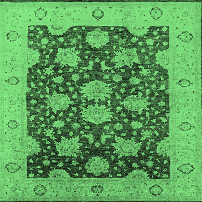 Square Oriental Emerald Green Traditional Rug, urb490emgrn