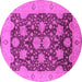 Round Oriental Pink Traditional Rug, urb490pnk