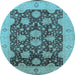 Round Oriental Light Blue Traditional Rug, urb490lblu