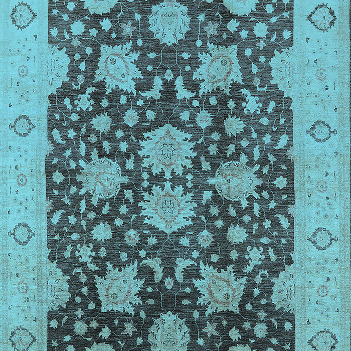 Machine Washable Oriental Light Blue Traditional Rug, wshurb490lblu