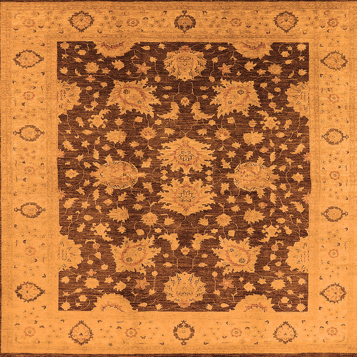 Square Machine Washable Oriental Orange Traditional Area Rugs, wshurb490org