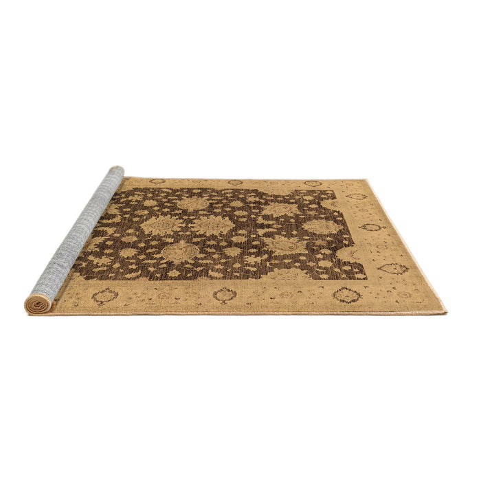 Sideview of Machine Washable Oriental Brown Traditional Rug, wshurb490brn