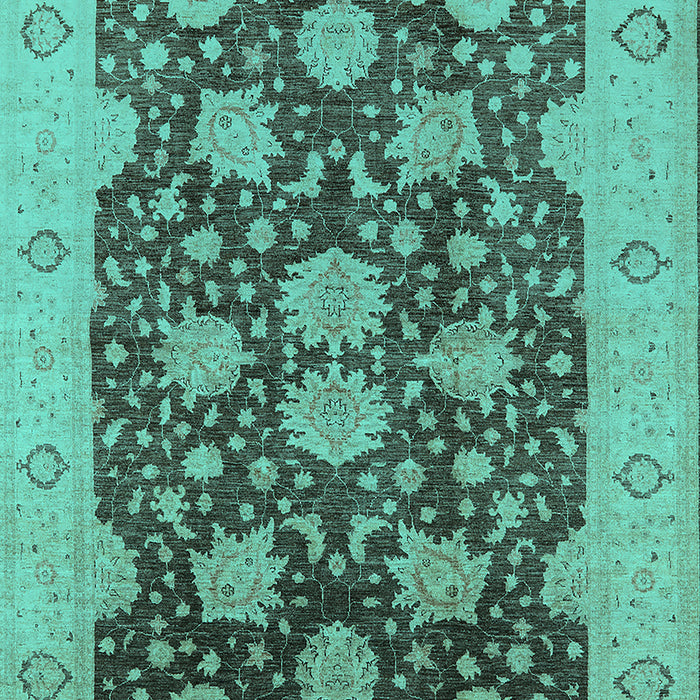 Machine Washable Oriental Turquoise Traditional Area Rugs, wshurb490turq