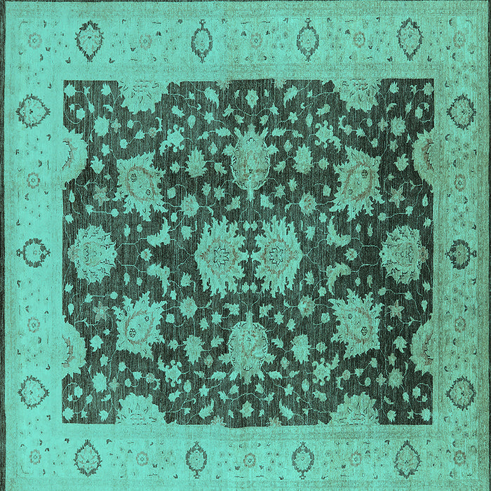 Square Oriental Turquoise Traditional Rug, urb490turq