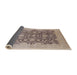 Sideview of Mid-Century Modern Dark Almond Brown Oriental Rug, urb491