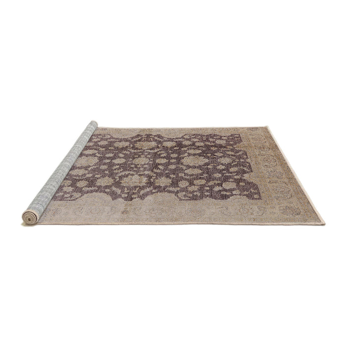 Sideview of Machine Washable Industrial Modern Dark Almond Brown Rug, wshurb491